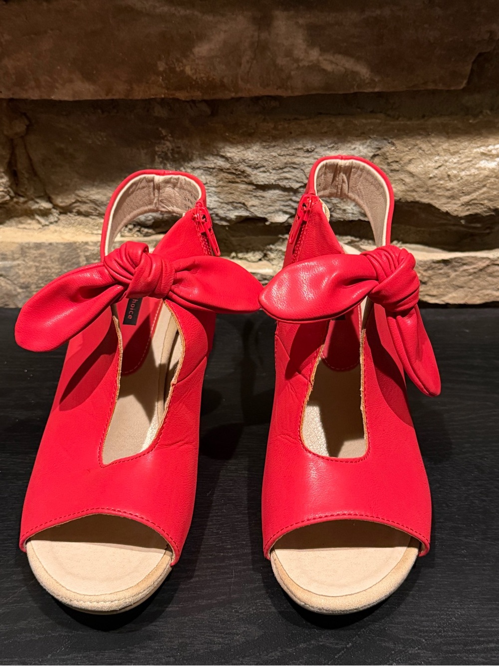 Red Knotted Slingback Sandals for Women